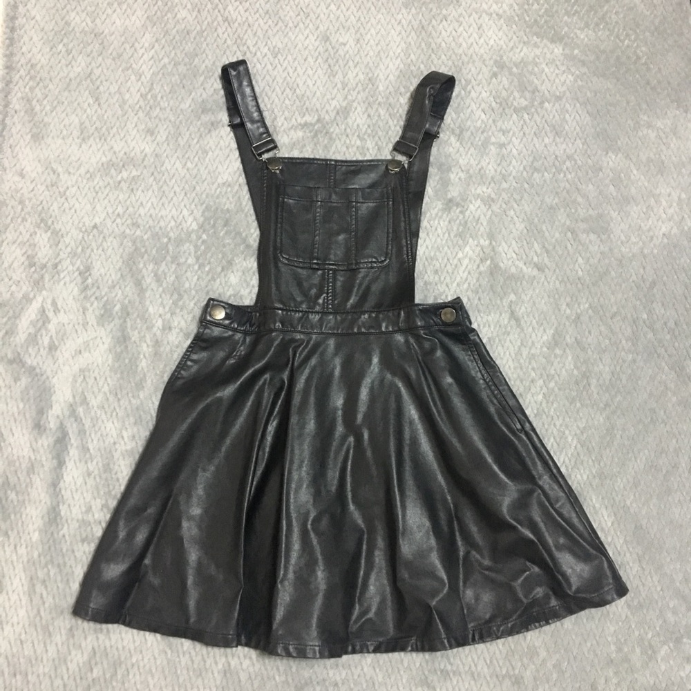 Black Leather Skirt Overall